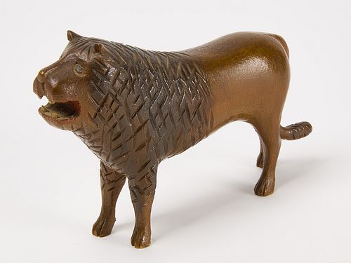 Carved Folk Art Lion