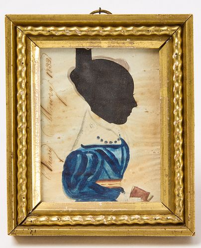 Silhouette of Mary Mowry in a Blue Dress