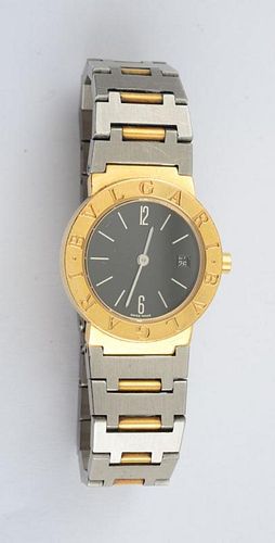 LADY'S STAINLESS STEEL AND GOLD WRISTWATCH, BULGARI