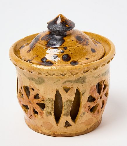 Redware Reticulated Covered Sugar