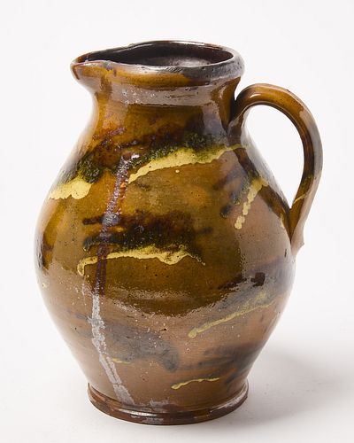 Large Redware Pitcher with Slip Decoration