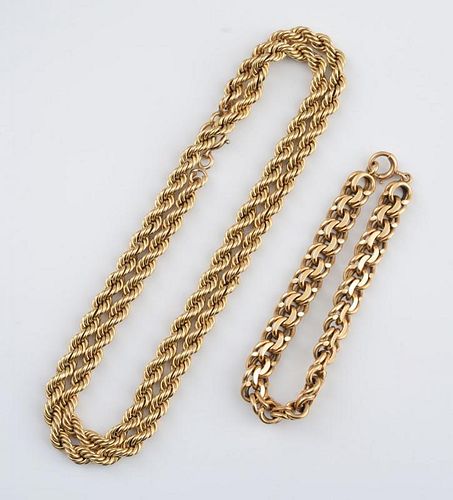 14K GOLD CHAIN NECKLACE AND BRACELET