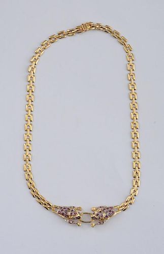 14K GOLD AND RUBY PANTHER NECKLACE