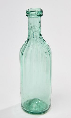 Green Glass Ribbed Bar Bottle