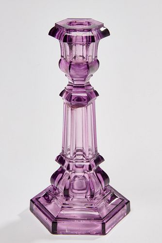 Amethyst Candlestick with Hexagon Base