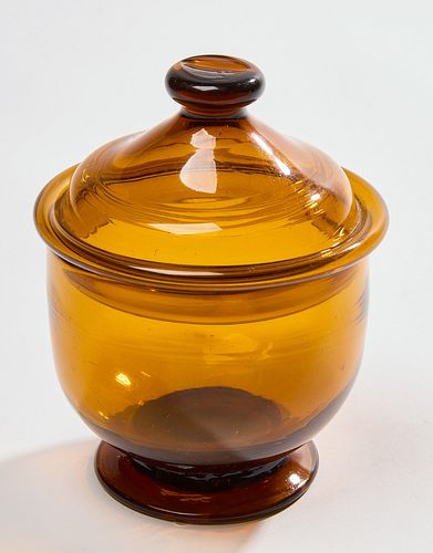 Extremely Rare Amber Blown Glass Lidded Sugar