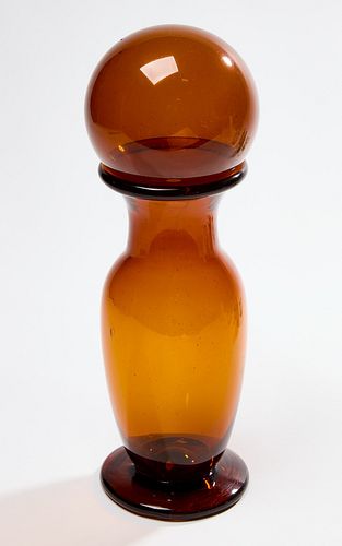 Amber Glass Vase with Matching Witch Ball