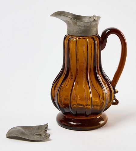 Amber Glass Syrup Pitcher