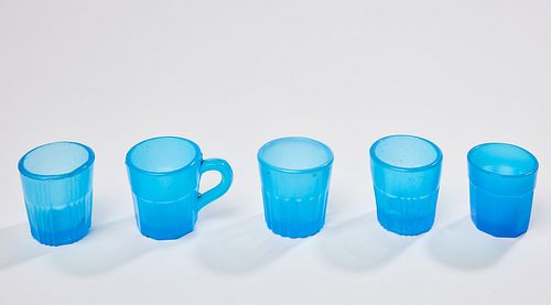 Five Blue Shot Glasses