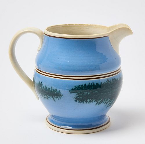 Blue Mocha Pitcher with Seaweed Pattern
