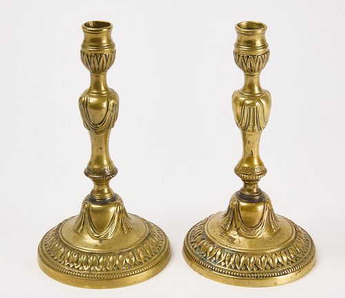 Pair of French Brass Candle Sticks