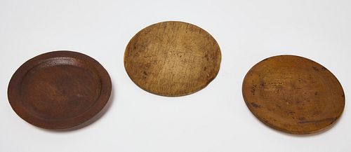 Two Wood Plates and Small Early Rondelle