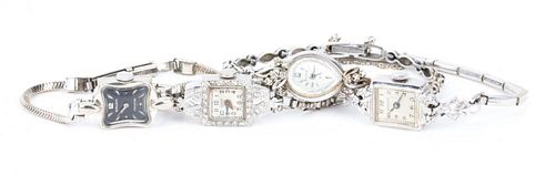 Four Ladies' Dress Watches with Diamonds