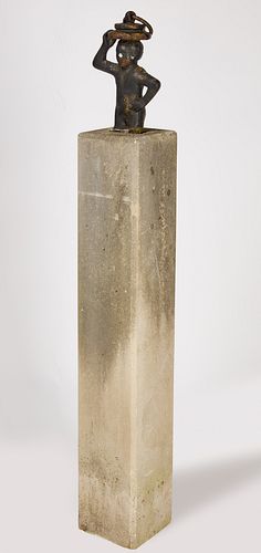 Hitching Post Figure with Limestone Base