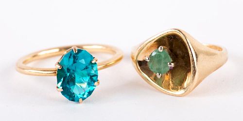A Pair of Gold Gemstone Rings