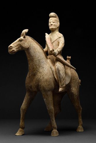 A CHINESE TERRACOTTA TANG HORSE AND ARCHER WITH TL TEST
