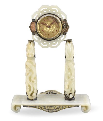 Edward Farmer, Chinese White Jade Silver Clock