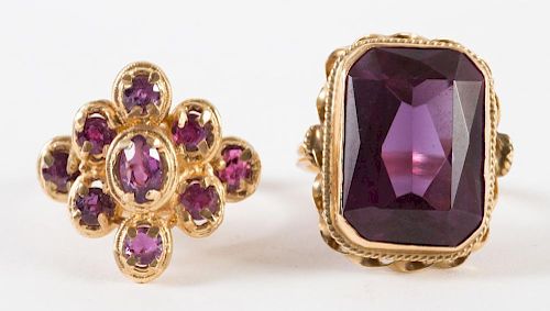 A Pink Tourmaline Ring and an Amethyst Ring