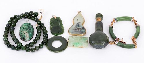 A Grouping of Jade Jewelry