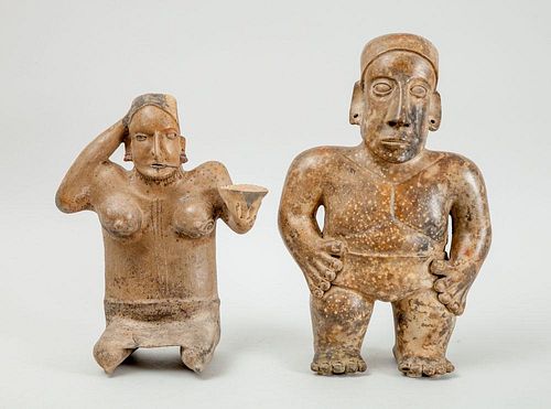 TWO MEXICAN PRE-COLUMBIAN STYLE POTTERY FIGURES