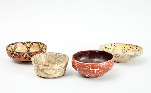 GROUP OF FOUR AMAZONIAN POTTERY VESSEL