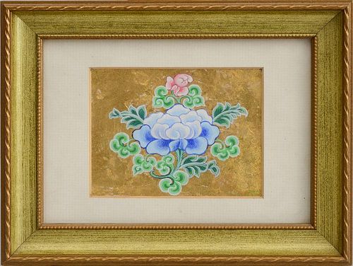 CHINESE SCHOOL: BLUE PEONY AND LEAVES