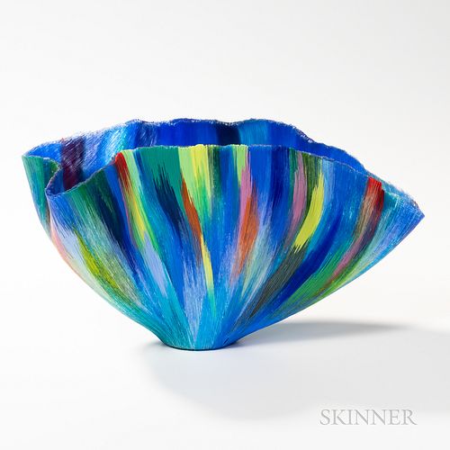 Mary Ann "Toots" Zynsky (American, b. 1951) Filet-de-verre Art Glass Vase