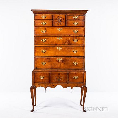 Queen Anne Maple High Chest on Stand