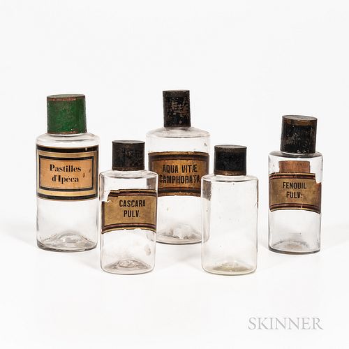 Group of Blown Glass Apothecary Bottles