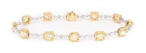 A Superb Natural Yellow and White Diamond Bracelet