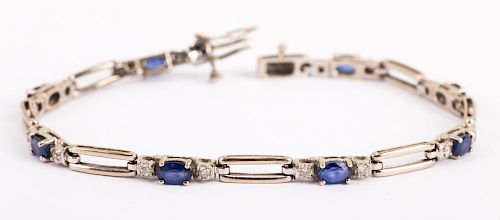 A Sapphire and Diamond Straight Line Bracelet