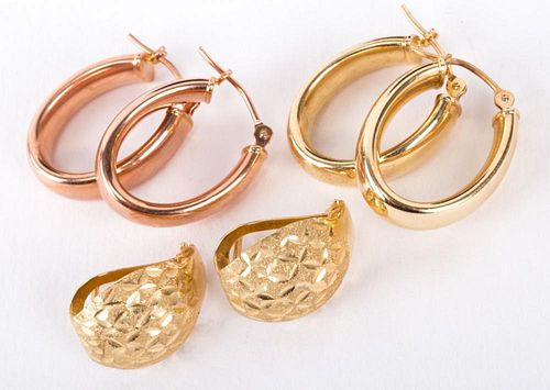 A Trio of 14K Gold Earrings