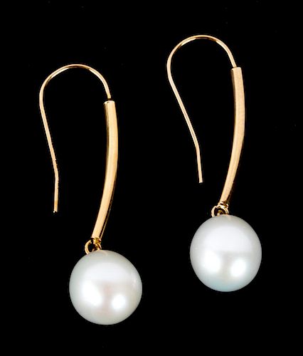 A Pair of Long Drop Hook Pearl Earrings
