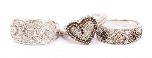 A Trio of Ladies' Diamond Rings in Sterling