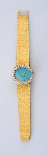 LADY'S 18K GOLD, TURQUOISE AND DIAMOND WRISTWATCH, PIAGET