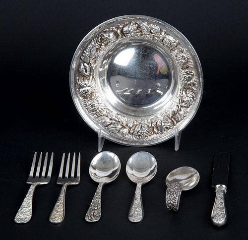 Stieff sterling child's flatware and a bowl