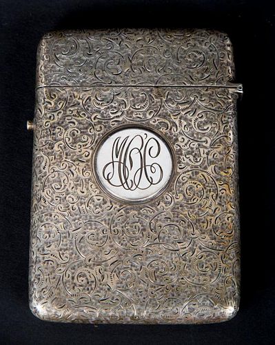 Victorian engraved silver cigarette case