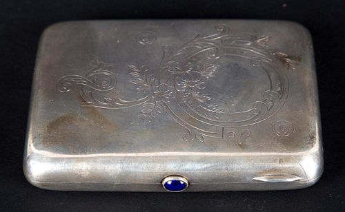 Floral engraved Russian silver cigarette case