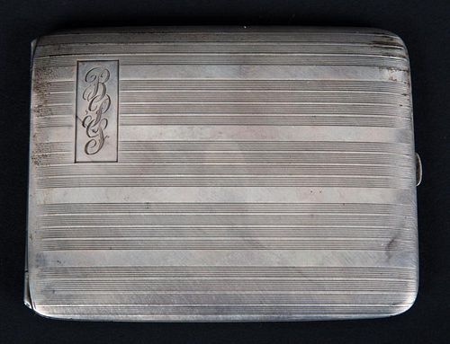 Guilloche silver cigarette case by Elgin