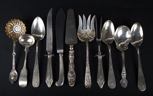 Assorted sterling and coin silver serving pieces