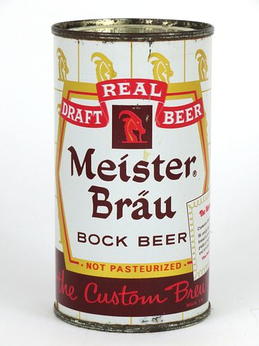 1958 Meister Brau Draft Bock Beer 12oz 99-04, Flat Top, Chicago, Illinois