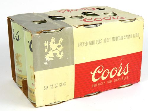 1958 Coors Beer six pack with flat top cans 51-24 Golden, Colorado