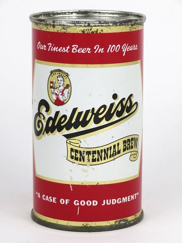 1957 Edelweiss Centennial Brew Beer 12oz 59-03, Flat Top, Chicago, Illinois