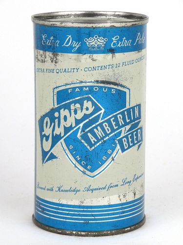 1960 Gipps Amberlin Beer 12oz 69-40, Flat Top, Chicago, Illinois