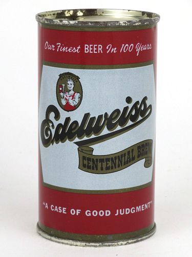 1955 Edelweiss Centennial Brew Beer 12oz 59-02, Flat Top, Chicago, Illinois
