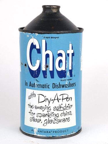 1954 Chat Detergent 32oz Quart Cone Top Chicago, Illinois
