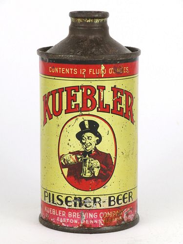 1937 Kuebler Pilsener Beer 12oz 172-16, J-Spout, Easton, Pennsylvania