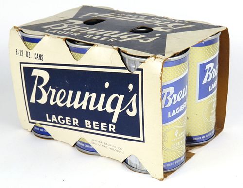 1971 Breunig's Lager Beer Six Pack With Cans 12oz T45-16, Eau Claire, Wisconsin