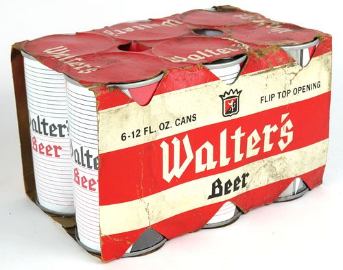 1972 Walter's Beer Six Pack With 12oz Cans T133-34, Eau Claire, Wisconsin