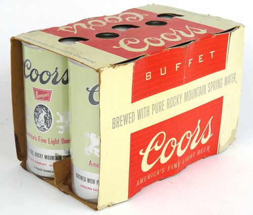 1968 Coors Buffet Beer Six Pack With 7oz Cans 240-02, Golden, Colorado